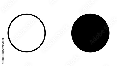 Cuadro en lienzo Contrast Circles: A simple yet striking graphic featuring a stark contrast between a black circle and a white circle, representing duality and opposition