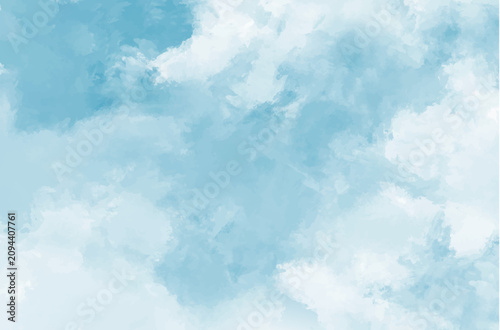 Abstract Blue Watercolor Cloud Background, Soft Sky Texture Illustration