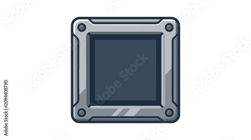 Metallic Square Frame Vector Icon