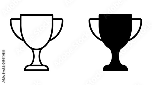 Foto Trophy Icon Duo: A clean and modern graphic representing a trophy in both outline and solid silhouette forms