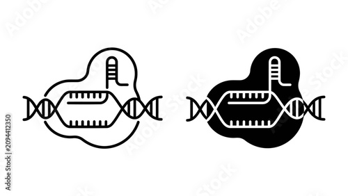 Canvastavla DNA Replication and Transcription Iconography: Two stylized icons visually represent the complex biological processes of DNA replication and transcription