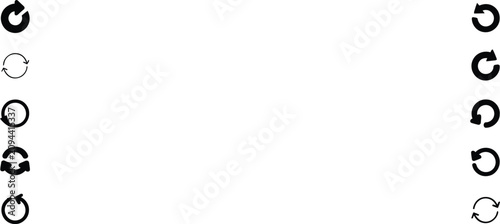 Fotografie Collection of black circular arrow refresh reload repeat circular arrow