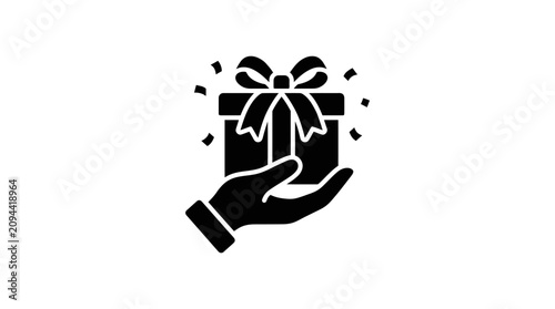 Hand Holding Gift Box Icon Vector