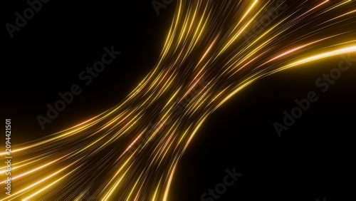 Futuristic yellow and blue Light Speed Lines on Dark Background
