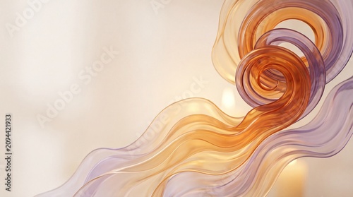 Abstract Shapes Dissolving into Fluid Forms with Swirling Patterns in Vibrant Orange and Purple Hues Conceptual Art Design - Generative AI