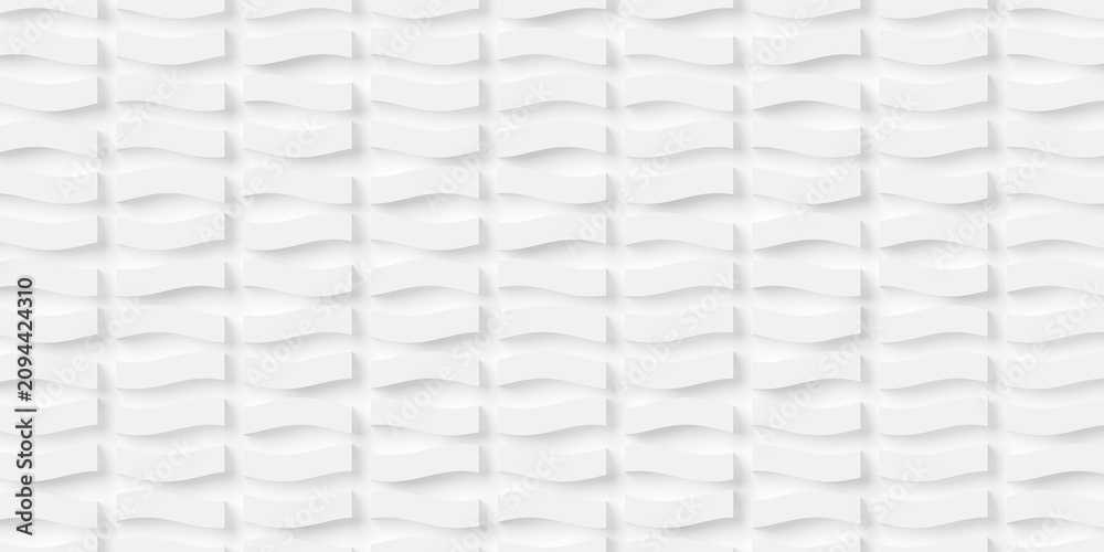 Naklejka premium Modern minimal white background wave displaced rectangles or boxes grid, polygon pattern background wallpaper banner, flat lay