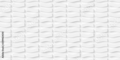 Modern minimal white background wave displaced rectangles or boxes grid, polygon pattern background wallpaper banner, flat lay