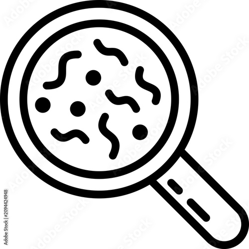 Fotografie Microbes under magnifying glass thin line icon