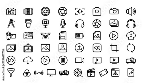 Collection of photography and video production icons