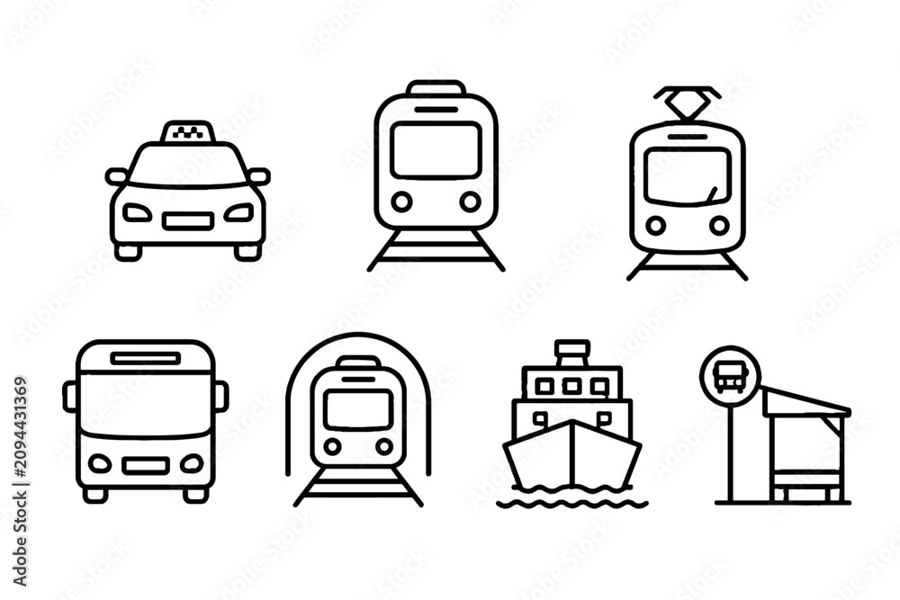 Fototapeta premium Eco and renewable energy line icon set