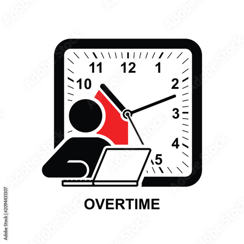 Overtime work icon isolated on background vector illustration.