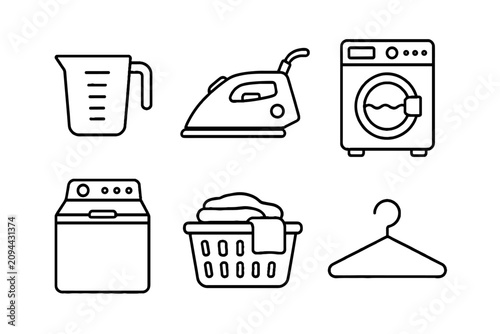 Принти на полотні Laundry and household appliance line icon set