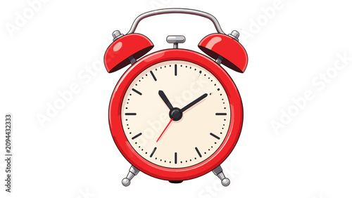 Photos Red analog alarm clock illustration isolated on white