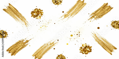 Photos Golden Wheat Ears on White Background with Floral Branch Pattern and Grunge Wate