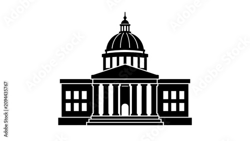 Canvastavla Black silhouette of a domed government building icon