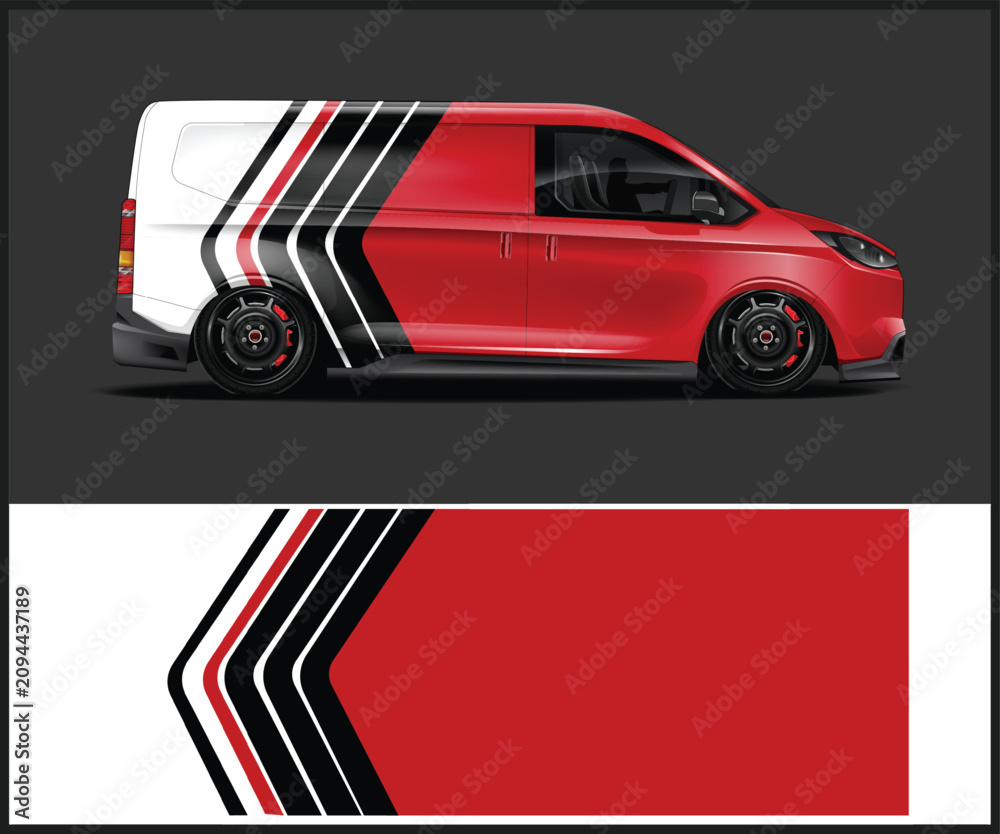 Fototapeta premium Modern Van Wrap Design with Bold Stripes
