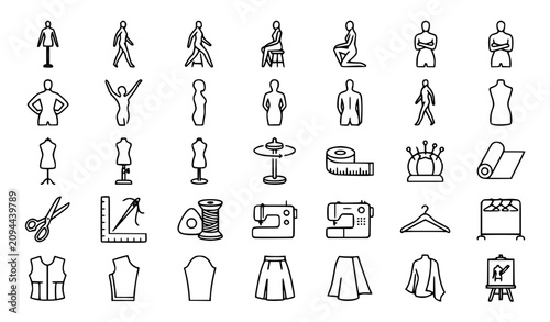 Konstfotografi Collection of fashion design tailoring elements sewing equipment and dressmaking