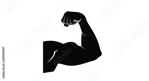 Konstfotografi Strong Muscular Arm Flexing in Black Silhouette.