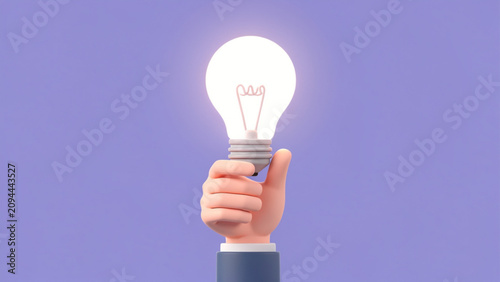 hand holding illuminated light bulb representing innovation creativity bright idea conceptual image