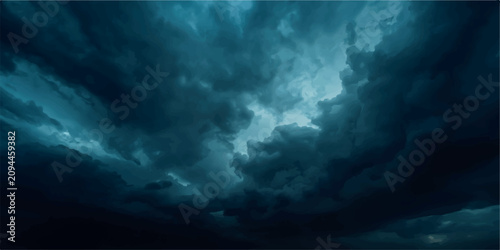 Dark Storm Cloud Sky Background with Dramatic Moody Blue Clouds and Atmospheric Weather Landscape