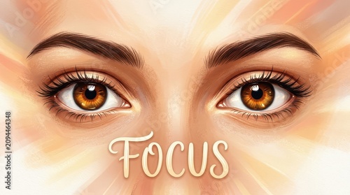 Intense Gaze of a Woman's Eyes Focused on the Viewer with Warm Light