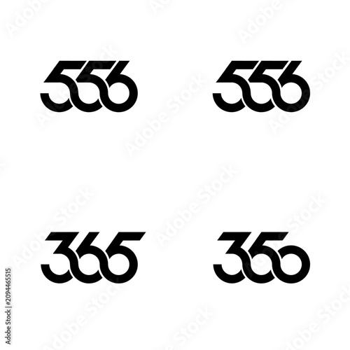 556 and 365 Modern Numeric Logos - Overlapping Black Numbers on White Background