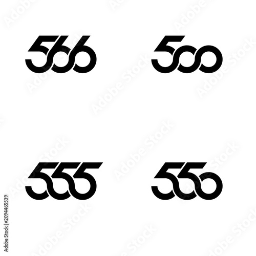 Set of Black Number Logos with Stylized 566, 500, 555, and 550 Designs