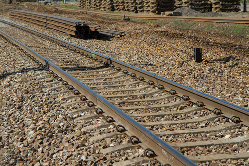 A railroad track being build