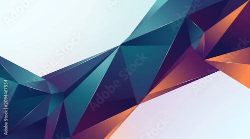 Abstract Low Poly Geometric 3D Crystal Background with Sharp Faceted Shapes in Vibrant Blue and Orange