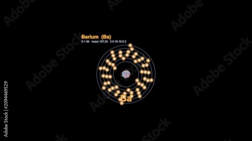 Barium Ba Bohr Atom Model Animated Overlay Alpha Channel 4K