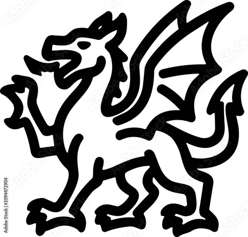 Foto Stylized Dragon Illustration: Mythical Creature Silhouette with Wings and Tail