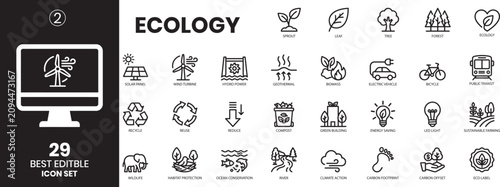 Obraz na płótnie Ecology icon set 29 editable eco friendly symbols