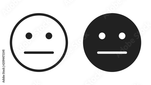 Tableau sur toile Indifference and Apathy: Two faces, one white and one black, display a neutral, emotionless expression, symbolizing indifference, apathy, or a blank state