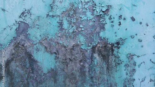 Photos Blue peeling paint on old weathered wall texture background