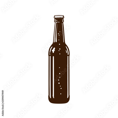 Long neck amber glass beer bottle.