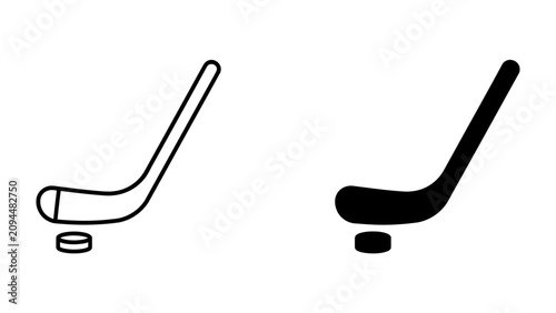 Canvas Print Ice Hockey Equipment Icon: Simple and clear illustration of a hockey stick and puck, representing the sport of ice hockey