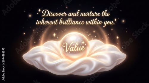 Radiant Orb Labeled 'Value' Resting on Luxurious Silk Drapes, Illuminated by Starlight