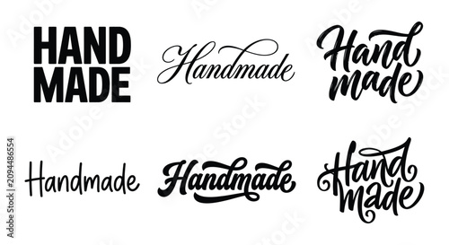 Photos Handmade lettering variations in black ink on a white background showcasing dive