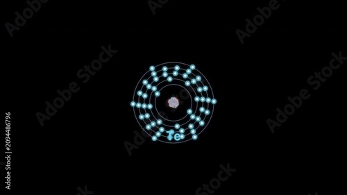 Tellurium Te Bohr Atom Model Clean No Text Overlay Alpha Channel 4K