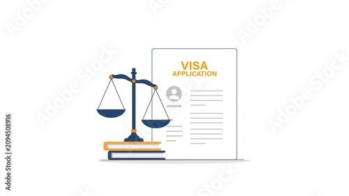 Animated Visa Application Form with Scales of Justice