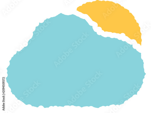 Cyan cloud and yellow sun