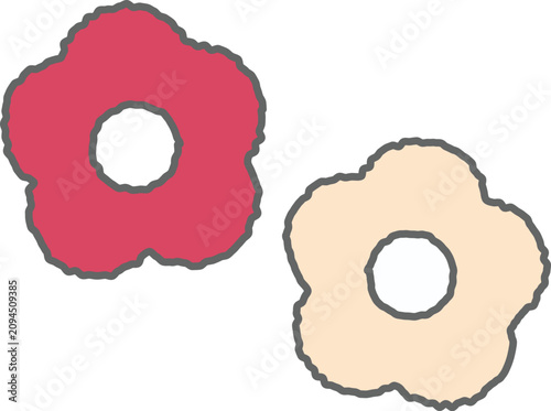Two colorful blooming flower shapes