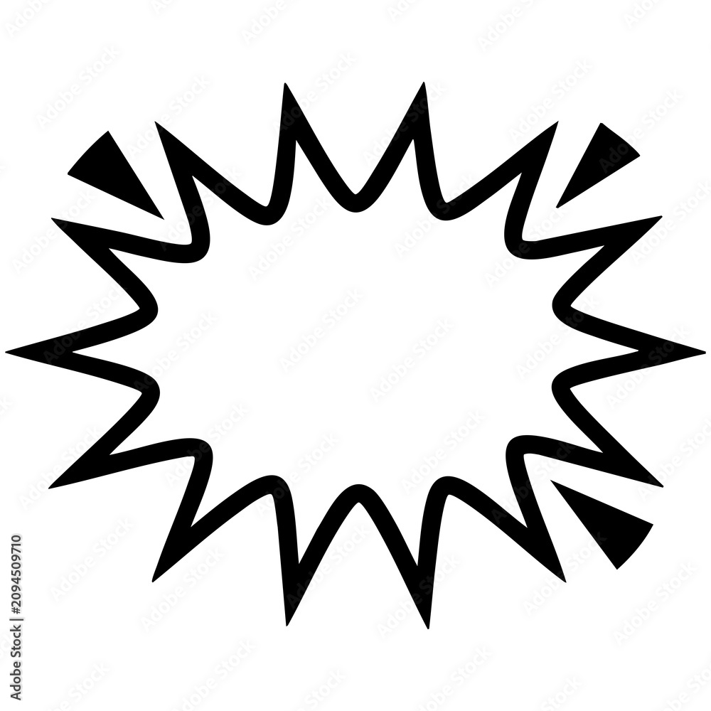 Fototapeta premium Blank Comic Explosion Speech Bubble With Bold Jagged Star Shape Line Art Isolated on a Transparent or White Background