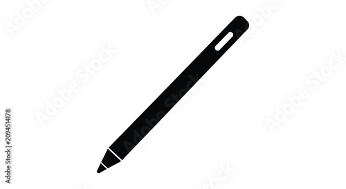 Canvastavla Stylus Pen Silhouette On White Background Minimalist Digital Tool