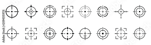 Cuadro en lienzo Target Crosshair Vector Set, Tactical Cross Hair Scope Aim Reticle Icons Black L