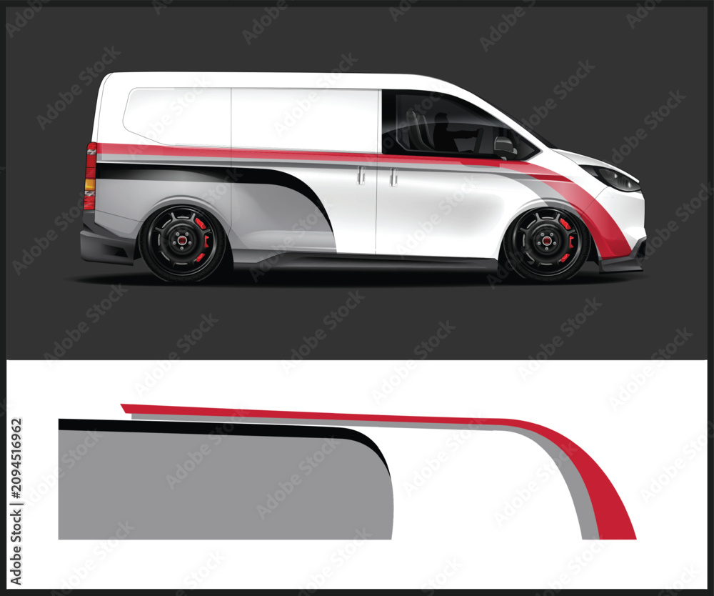 Fototapeta premium Modern Van Wrap Design with Abstract Graphics