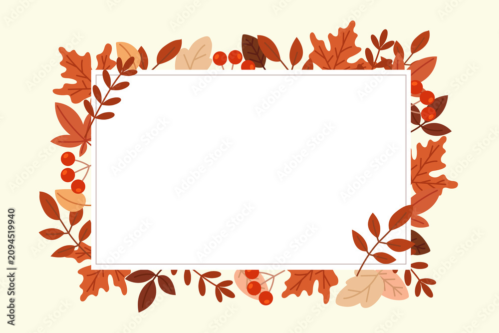 Fototapeta premium Rectangular frame with autumn leaves. Autumn background.