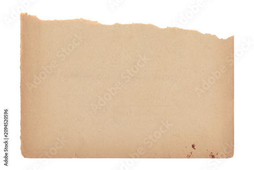 Torn fragment of ancient aged paper, isolated on transparent background. Vintage parchment piece with worn texture for historical documents, design mockups and creative projects