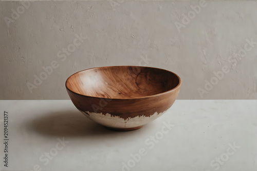 Wooden Bowl on White Surface