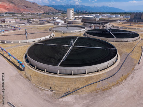 Aerial view of a large water reclamation facility in Salt Lake City
